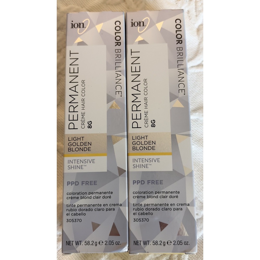 Ion Color Brillance Permanent Creme Hair Color Light Golden Blonde 8G Lot 2